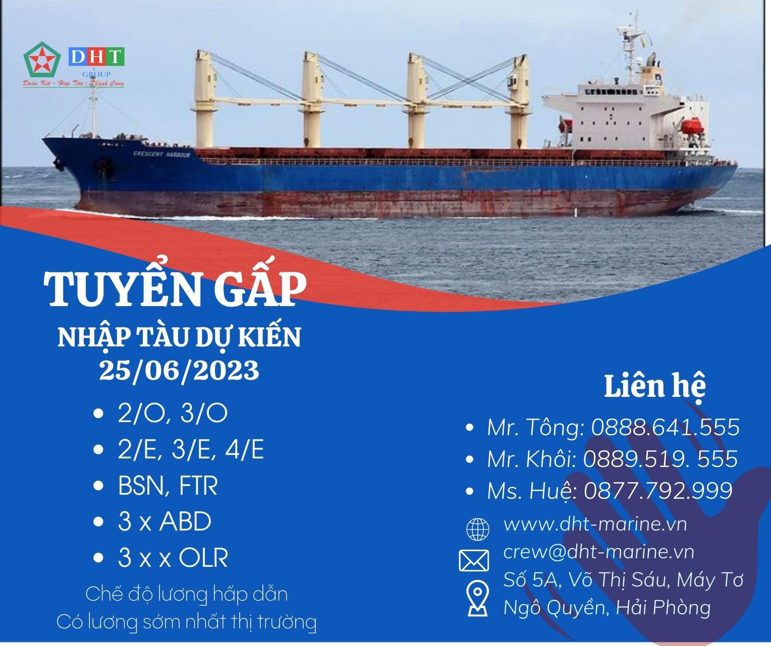 Tuyển dụng thuyền viên tháng 06/2023 - Nhiều job tàu hấp dẫn